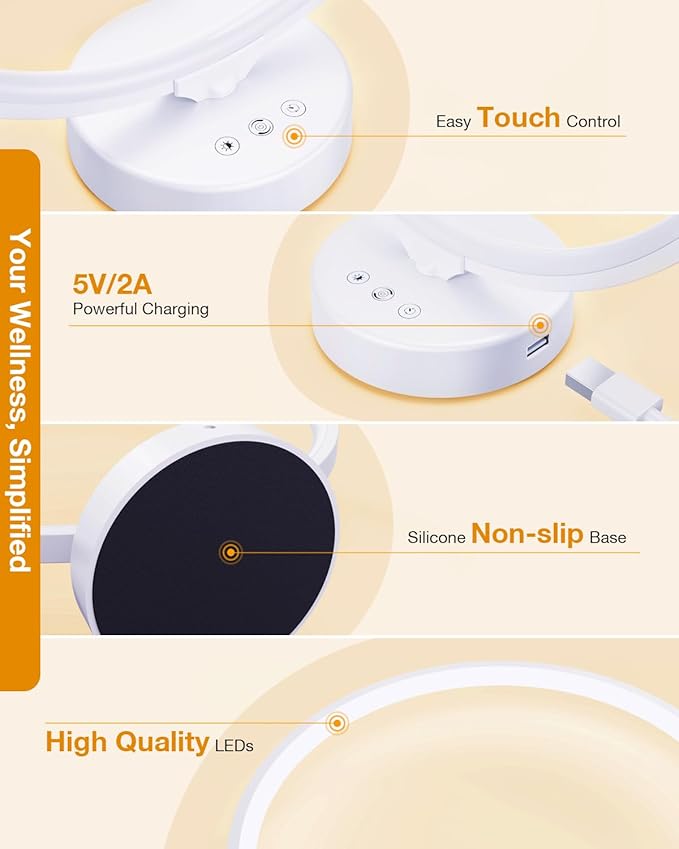 Sun Lamp 10000 Lux Light Therapy Lamp, UV-Free with Remote Control, 3 Color Temperatures, 4 Bright Levels & Timer, Happy Seasonal Sunlight for Home, Office - Bloomnest