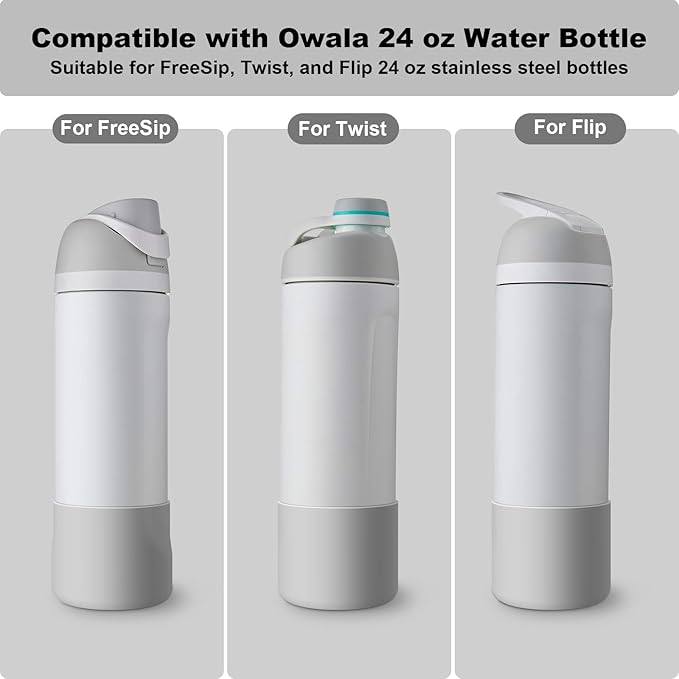 2PCS Silicone Water Bottle Boot for Owala 24oz 32oz 40oz, Anti-Slip Protective Sleeve Bottom Bumper Protector for FreeSip, Twist, and Flip Stainless Steel Water Bottles Alwenid