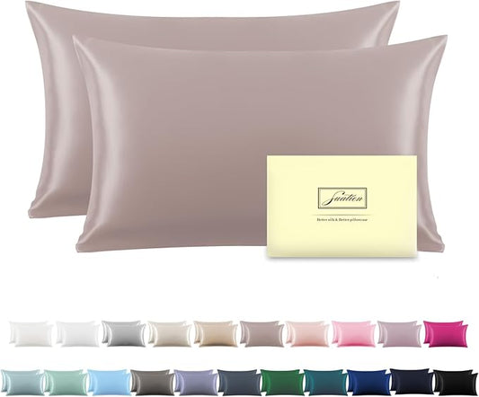 Silk Pillow Cases 2 Pack,Soft Breathable and Sliky Queen Size Pillow Cases Set of 2,Natural Mulberry Silk Pillowcase Set of 2 for Hair and Skin with Hidden Zipper (Lotus Root Pink,20"X 30",2pcs) - Bloomnest