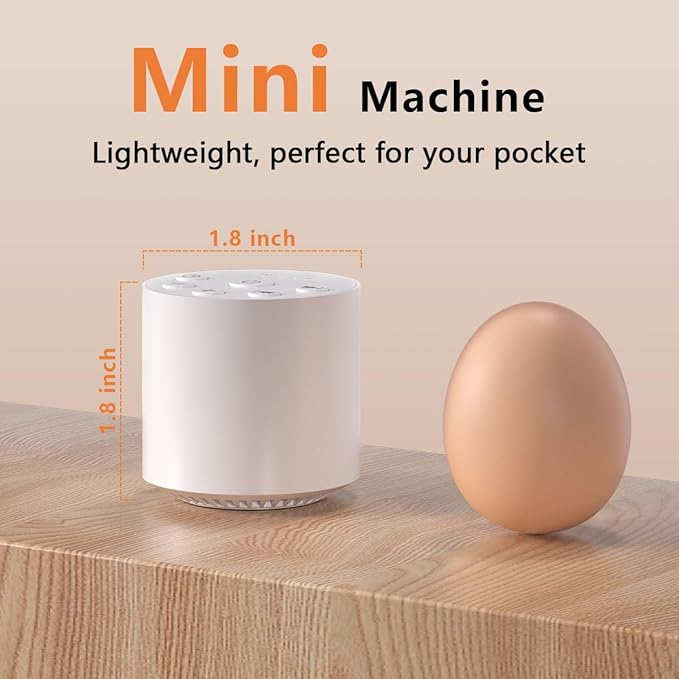 Color Noise Sleep Sound Machine Portable White Noise Machines with 30 Soothing Sounds 32 Levels Volume 4 Timer Options Compact Auto-Off Memory Function for Family Office Travel Everyone