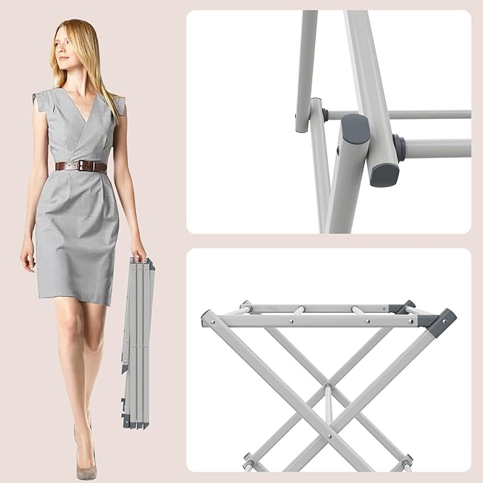 Drying Rack for Laundry, Foldable Clothes Drying Rack, Small Collapsible Dry Rack for Clothes, Use for Indoor & Outdoor Drying Clothes, 40"x29"x14.5"(White) - Bloomnest