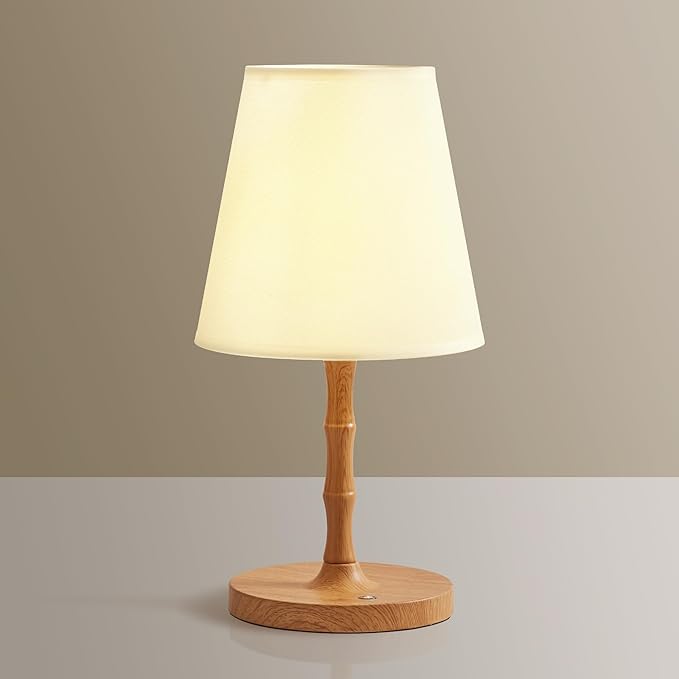 Table Lamp Bedside Desk Lamp,Cordless Rechargeable Battery Operated Lamps for Bedroom Night Stands,3 Colors Touch Dimmable Small Table Kitchen Lamps for Living Room,4000mAh LED (Fabric Shade) - Bloomnest