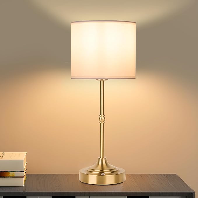 Portable Cordless Table Lamp,Built-in 5200mAH Rechargeable Battery, Dimmable Touch Wireless Light, Bed Side Metal Desk Lamp，Restaurant/Bedroom/Bar/Coffee/Night Light (Antique Brass) - Bloomnest