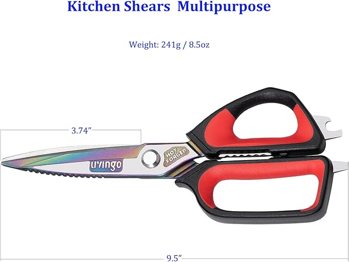 LIVINGO Heavy Duty Kitchen Shears - Titanium Coated Hot Forged Sharp Multipurpose Stainless Steel Utility Shears for Household Culinary Food Cutting Chicken Meat Cooking, Dishwasher Safe, 9.5 Inch - Bloomnest