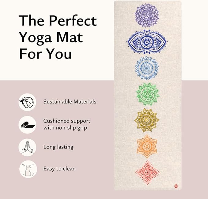 Shakti Warrior Pro Hemp Mat - Artist Designed, Premium Printed Eco-Friendly Non-Slip mat, Great for Regular & Hot Yoga, Pilates, Workouts 72 inch x 24 inch x 3mm Thick