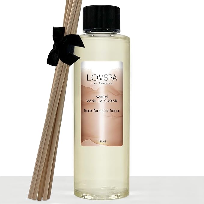 LOVSPA Warm Vanilla Sugar Diffuser Oil - Luxury Essential Oils for Diffuser Refill & Air Freshener Room Spray - Long-Lasting & Natural Home Fragrance, Scented Oil for Diffusers, USA Made, 4oz - Bloomnest