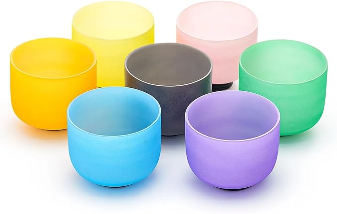 8" A Note 432HZ Light Purple Color Crystal Singing Bowl Frosted Quartz Root Base Chakra Meditation Sound Healing with Durable Carrying Case Suede Striker O-ring - Bloomnest