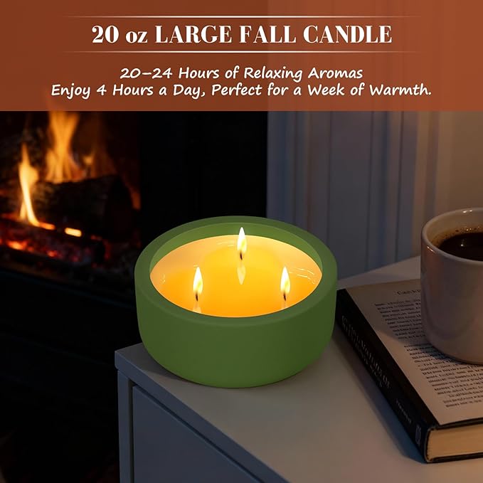 Viyffo Fall Candles - Winter Fir, 3 Wick Large Scented Candle, 20oz Soy Candles for Women & Men, Non Toxic Aromatherapy Candle, Ceramic Velas Perfect for Autumn Home Decor & Gift - Bloomnest