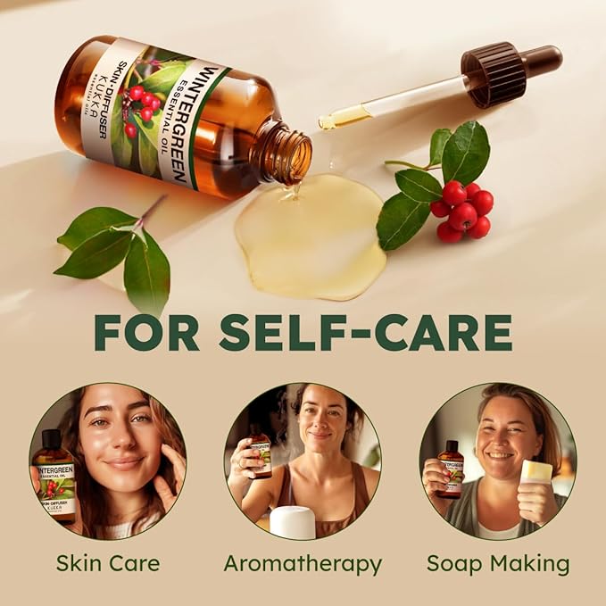 KUKKA Wintergreen Essential Oils - 3.40 Fl Oz - for Hair, Skin, Diffuser, Aromatherapy & DIY Soap Making Scent - Bloomnest