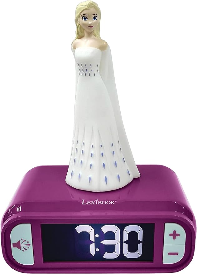 LEXiBOOK - Disney Frozen 2 Elsa Digital Alarm Clock for Kids with Night Light and Snooze, Childrens Clock, Luminous Elsa, Frozen Sound Effects, Blue Colour - RL800FZ - Bloomnest