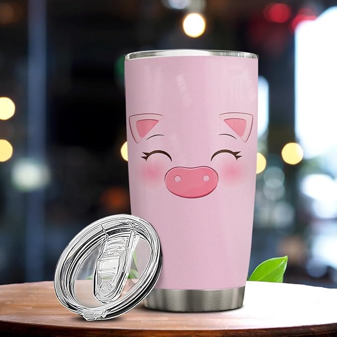 winorax Pig Tumbler for Pigs Face Tumblers Cup with Lid 20oz Travel Mugs Funny Gifts for Pig Animal Lovers Kids Women Girls Farmgirl Birthday Christmas Xmas Presents - Bloomnest