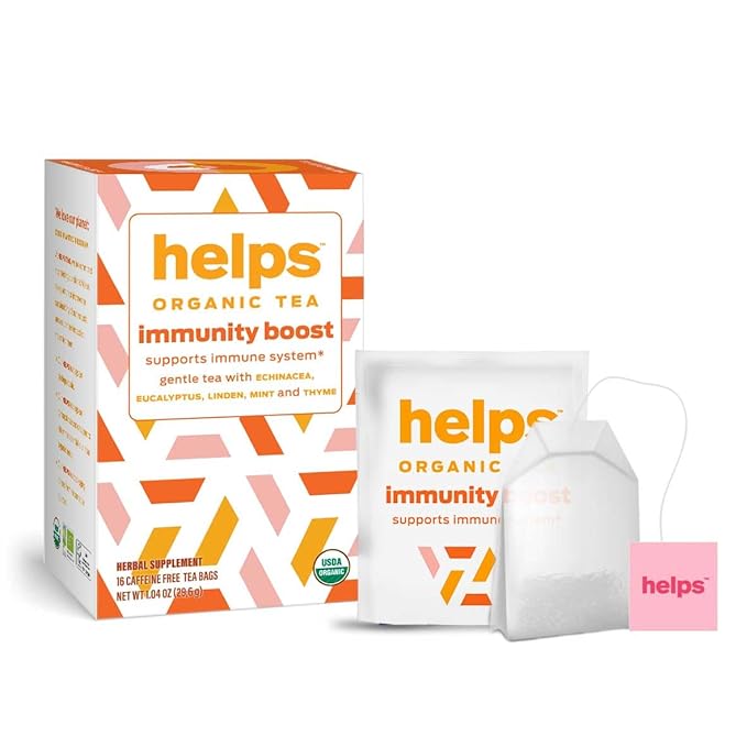HELPS TEAS | Helps Immunity Boost | Organic herbal blend of Echinacea, Eucalyptus, Mint, Linden, Thyme and Natural Honey Flavor. Facilitates Respiratory Health | 16 Tea Bags | - Bloomnest
