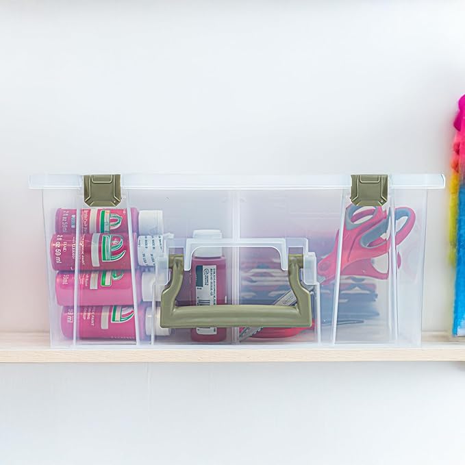 ArtBin 6990AB Super Satchel Double Deep Compartment Box - Art Storage with 8 Removable Compartments, Smart Closure for Craft Supplies (Gold- Pack of 1) - Bloomnest