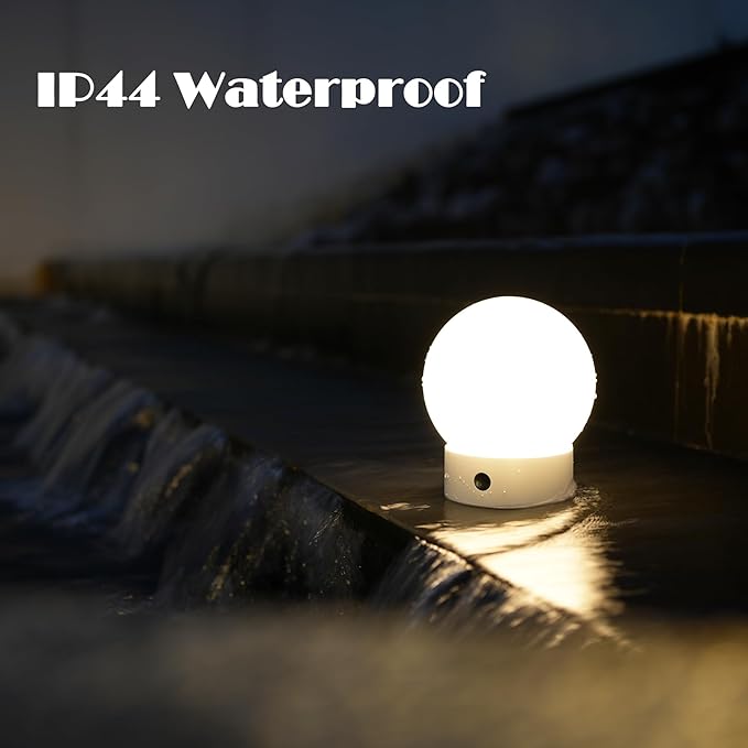Small Cute Cordless Table Lamp Rechargeable, Battery Operated Shower Lamp Waterproof, Touch Dimmable Globe Ambient Light for Outdoor/Bedside/Patio/Dining (Khaki) - Bloomnest