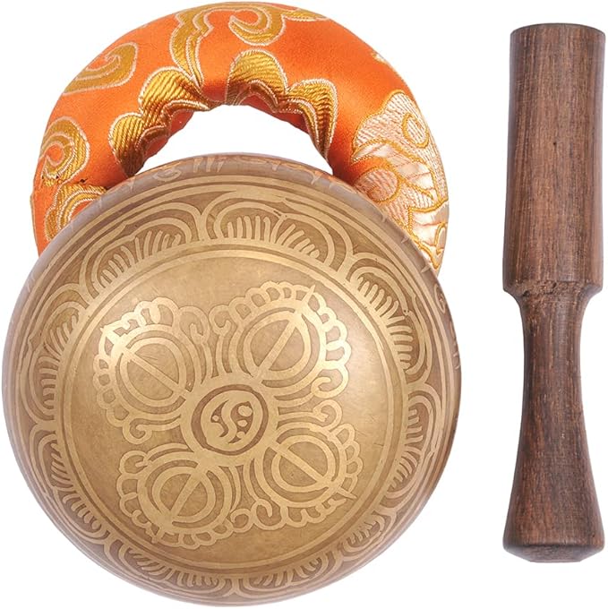 The Collection Royal Etched Tibetan Singing Bowl Set, Sound Bowl Meditation Set – Authentic Meditation Bell for Healing, Yoga, Chakra Balancing, Mindfulness, Zen Décor or Unique Gift TheCollectionRoyal
