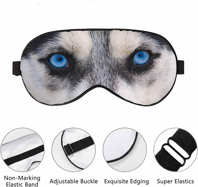 Husky Sleep Eye Mask Blue Wolf Eyes Staring Angry Look Men Women Sleep Mask with Adjustable Strap Eye Cover Eye Shade for Travel, Nap,Meditation - Bloomnest