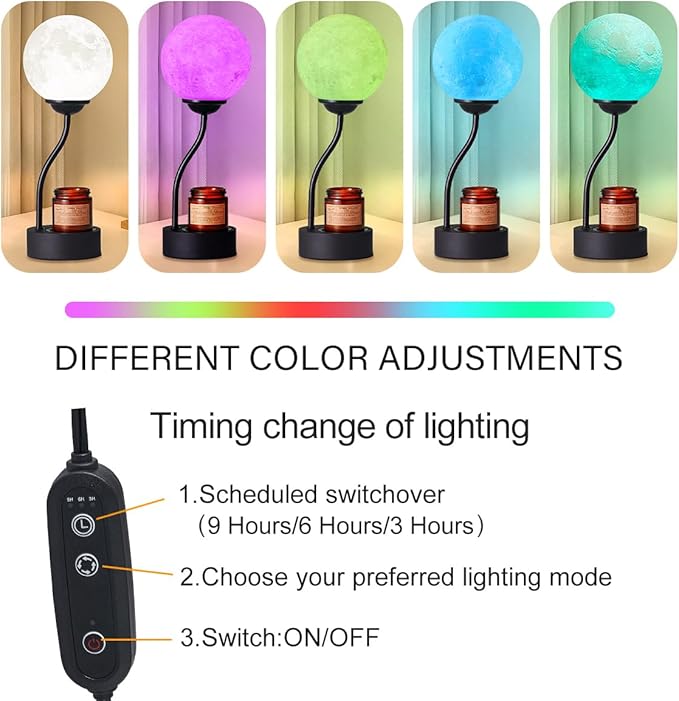 Candle Warmer Lamp with 7 Colors Moon Lamp,Electric Candle Warmer with Timer,Gifts for Mom, Candle Lamp, Vintage Wax Melt Warmer for Scented Wax for Jar Candle with Glass Cup (Colors Moon lamp) - Bloomnest