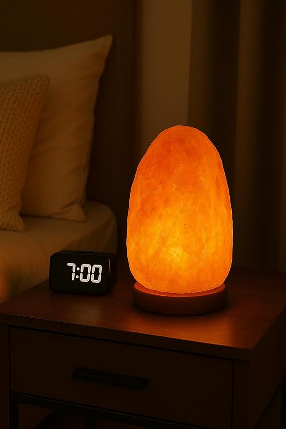 Needs&Gifts Himalayan Salt Lamp with Dimmer Cord and 2 Bulbs, Natural Crystal Rock Lamp for Relaxing Warm Light, Handcrafted from Himalayan Pink Salt
