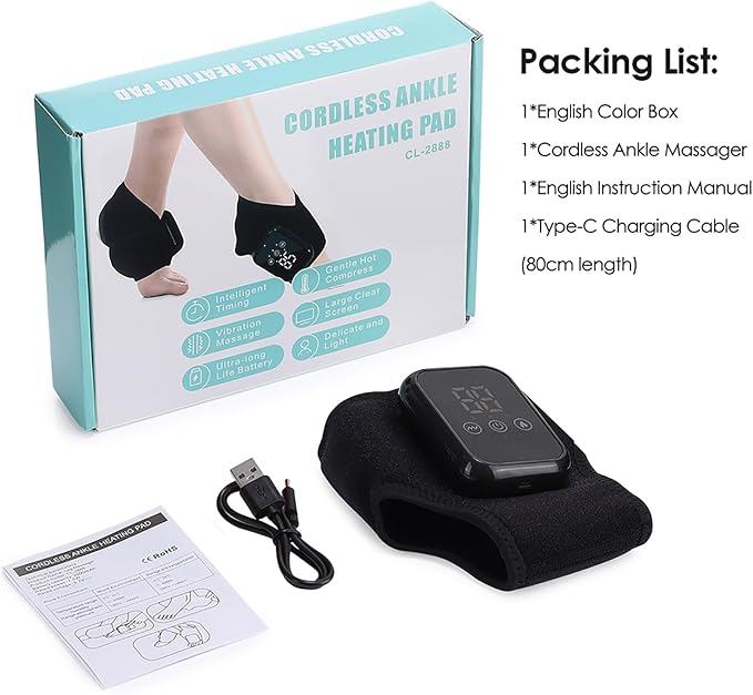 Triple Method Foot Massager with Heat & Enhanced Vibration, for Neuropathy Comfort and Circulation, Portable Home Massage for Pain Relief, Auto Shut-Off, Home Travel Use (Black) - Bloomnest
