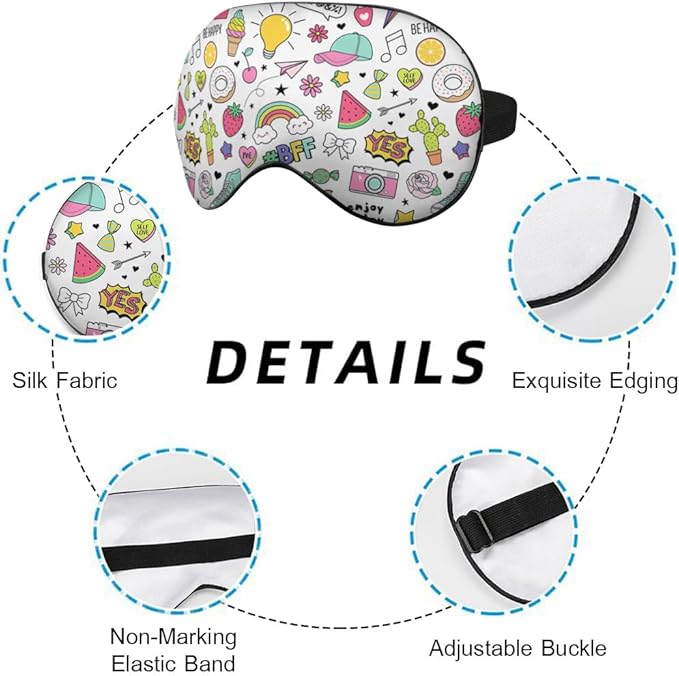 Summer Theme Sleep Mask Eye Mask Cactus Candy Cupcake Cap Donut Rainbow Arrow Sleep Mask Light Blocking Adjustable Smooth Soft Eye Masks for Women Deep Rest Travel - Bloomnest