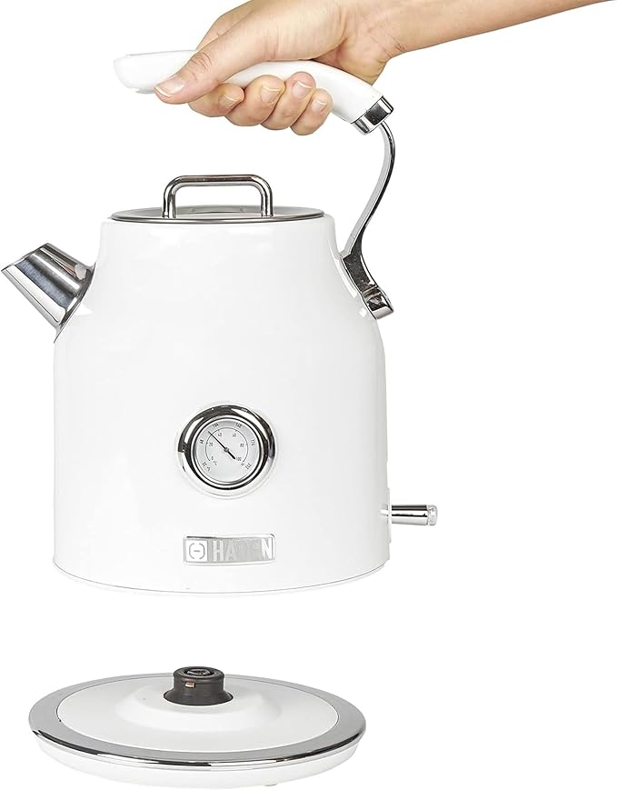 Haden Dorset 1.7 Liter Stainless Steel Electric Kettle, Hot Water Kettle with 360-Degree Base and Auto Shutoff, Ivory & Chrome - Bloomnest