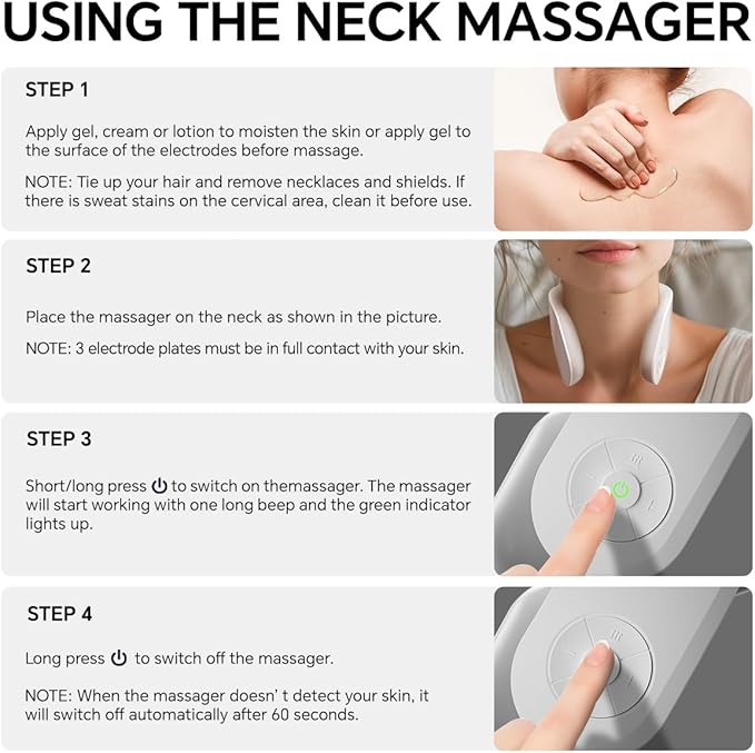 Neck Massager with Heat - Deep Tissue Pain Relief, Promote Muscle Relaxation, 3 Heat Settings, 4 Modes &15 intensities, Ergonomic Design, Gifts for Men Women