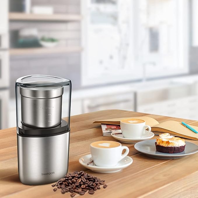 SHARDOR Electric Coffee Bean Grinder, Spice Grinder, 1 Removable Bowl with Stainless Steel Blade, Silver - Bloomnest
