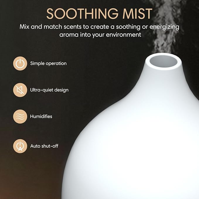 SALKING Essential Oil Diffuser (Set of 2), 100ml Small Aromatherapy Diffuser with Auto Shut-Off, Ultrasonic Diffusers for Essential Oils, Cool Mist Humidifier with Warm White Lights, for Office Home - Bloomnest
