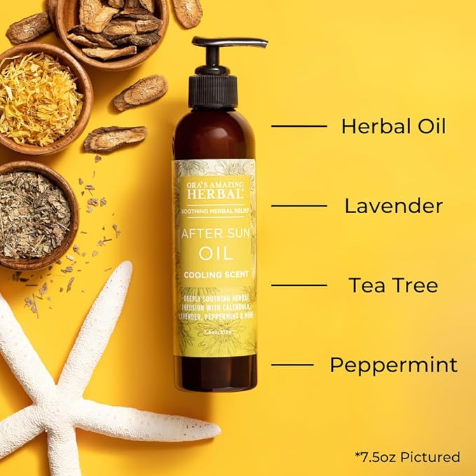 Ora's Amazing Herbal After Shave Oil For Women, After Sun and Dry Skin Moisturizer, Botanical Nourishing Herbs and Essential Oils, Razor Burn, Sunburn Relief, 7.5 oz with Pump - Bloomnest