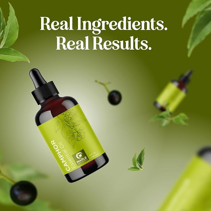 Pure Undiluted Camphor Essential Oil - 100% Pure Camphor Oil for Aromatherapy and Beauty DIYs Great for Soothing Skin and Clearing Chest - Outdoor Diffuser Oil for Patios and Porches (4 Fl Oz) - Bloomnest