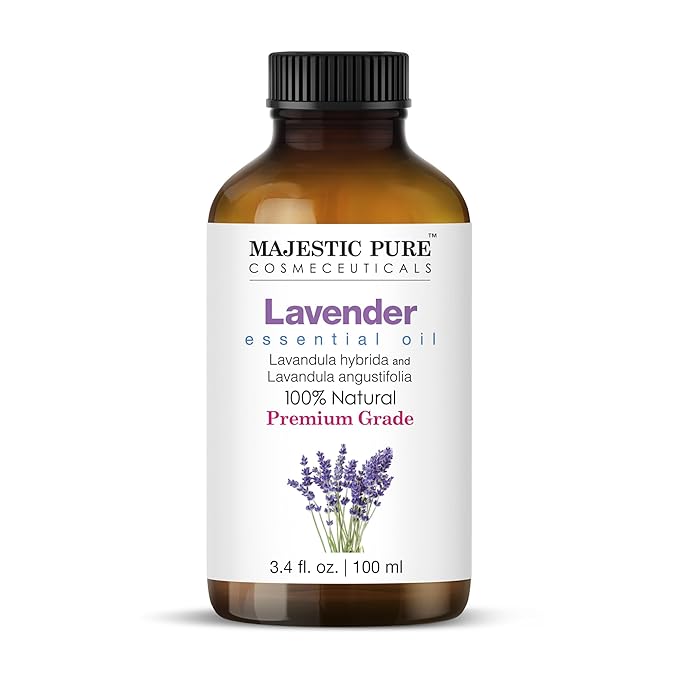 Majestic Pure Lavender Essential Oil with Glass Dropper - 3.4 Fl Oz - 100% Pure and Natural Lavender Oil - Premium Grade Essential Oils for Diffuser, Aromatherapy, Soap and Candle Making - Bloomnest
