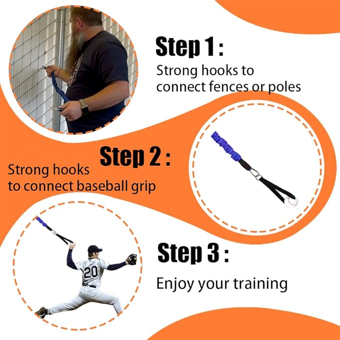 Baseball Resistance Trainer,Training Aid for Baseball Softball Pitchers,Interchangeable Grips to Build Arm Strength,Arm Bands for Baseball Players,Baseball Throwing Trainer,Great to Warm-Up - Bloomnest