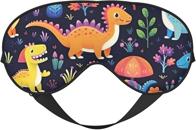 Sleep Eye Mask Cute Dinosaur Jungle Floral Sleep Mask for Women Men Comfortable Eye Mask with Adjustable Strap Soft Eye Cover Blindfold for Travel Yoga Nap Shift Work - Bloomnest