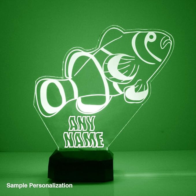 MMS Fish LED Night Light Lamp, Personalized with Your Name or Text, Remote Control with 16 Colors, 4 Light Modes, Customized Gift LED Lamp Sign Display Lights Up, USB Cord or Battery - Bloomnest