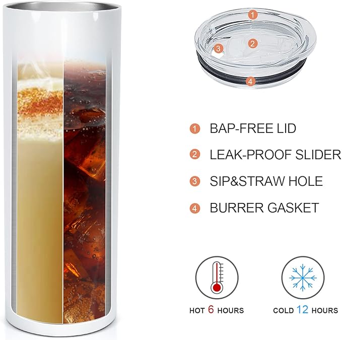 AGH 25 Pack Sublimation Tumblers Blank 20 OZ Straight Skinny Tumbler with Straw, Stainless Steel Double Wall Insulated Tumbler for Tumbler Press Machine - Bloomnest