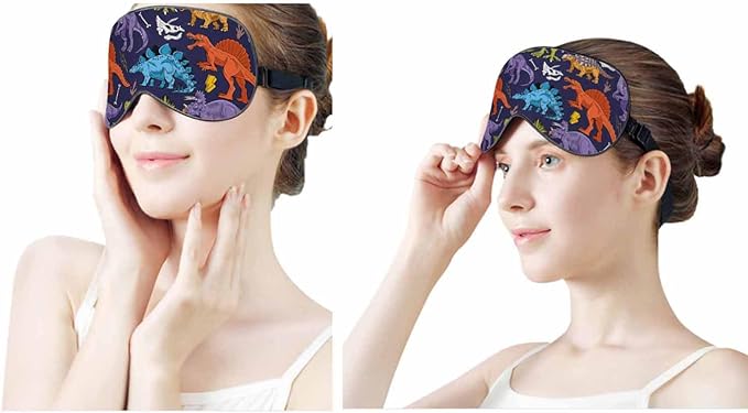 Colored Lizard Dino Sleep Eye Mask Dinosaurs Cartoon Colorful Vintage Men Women Sleep Mask with Adjustable Strap Eye Cover Eye Shade for Travel, Nap,Meditation - Bloomnest