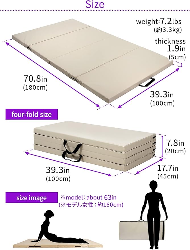 Gymnastics Mat Folding Stretch Mats 71"x39"x2" Exercise Muscle Training Children Play Horizontal Bar Mat Yoga Sports Soundproof Home Use - Bloomnest