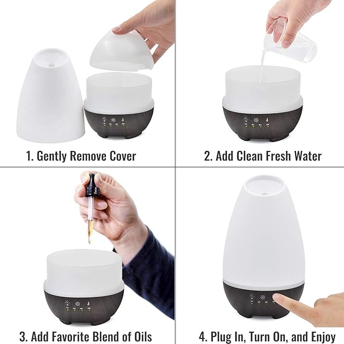 HealthSmart Essential Oil Diffuser, 500ML, Large Room Coverage | Adjustable Timer | Multiple Mist Modes | 7 LED Colors | Pack of 2 - Bloomnest