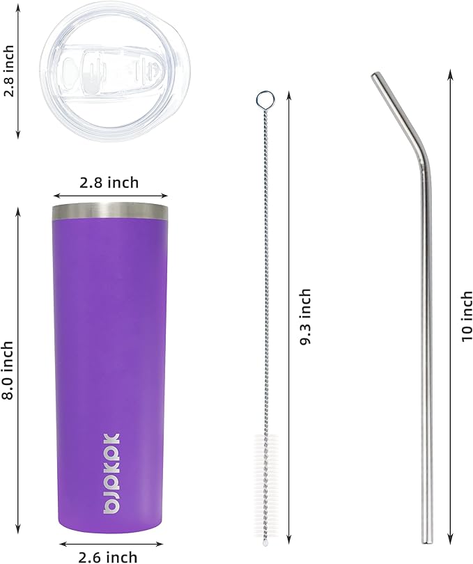 BJPKPK 20 oz Stainless Steel Skinny Tumbler, Iced Coffee Travel Sublimation Mug Insulated Metal Water Tumbler Thermal Cup With Lid,Purple - Bloomnest