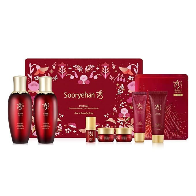 Sooryehan Hyobidam Fermented Bundle Gift Set (14fl oz) - Hyobidam Korean Skin Care Gift Set with Toner, Emulsion, Essence, Cream, Eye Cream, Mask & Foam,. Wild Ginseng Anti-Aging Hydration & Firming. - Bloomnest