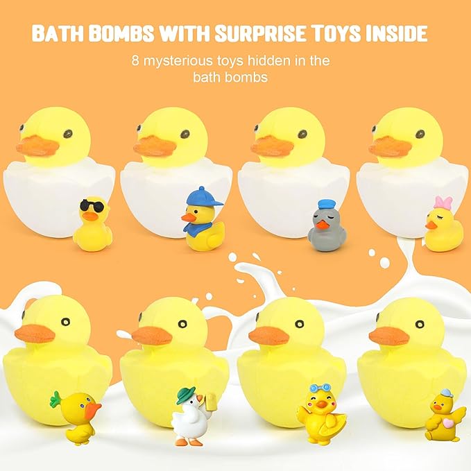 Bath Bombs for Kids with Surprise Inside,8 Pack Kids Bath Bombs Gift Set, Natural and Organic Bubble Bath Fizzy with Bath Toys, Birthday Gifts for Girls Boys - Bloomnest