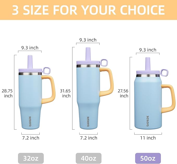 BJPKPK 50oz Insulated Tumbler with Handle Stainless Steel Travel Coffee Mug with Lid Reusable Large Water Bottle with Straw,Blue - Bloomnest