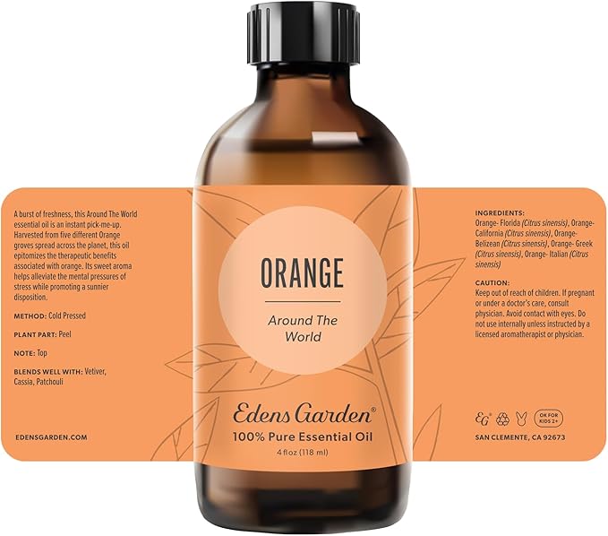 Edens Garden Orange Around The World Essential Oil- 100% Pure Premium Grade, Undiluted, Natural, Therapeutic, Aromatherapy, The Best for Diffuser, Skin, Candle, Laundry 118 ml (4 fl oz) EdensGarden