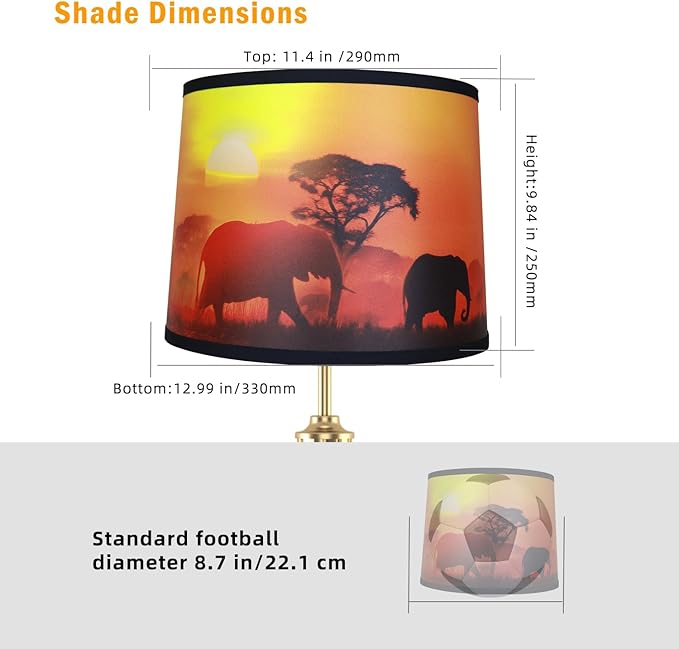 Brown elephant Printed Large Drum Lamp Shades set of 2. Easy Assembly.11.4"x13"x10" Barrel Lamp Shade for Farmhouse village Decoration.Replacement lamp shades for table lamps floor Lamps(Sipder Model) - Bloomnest
