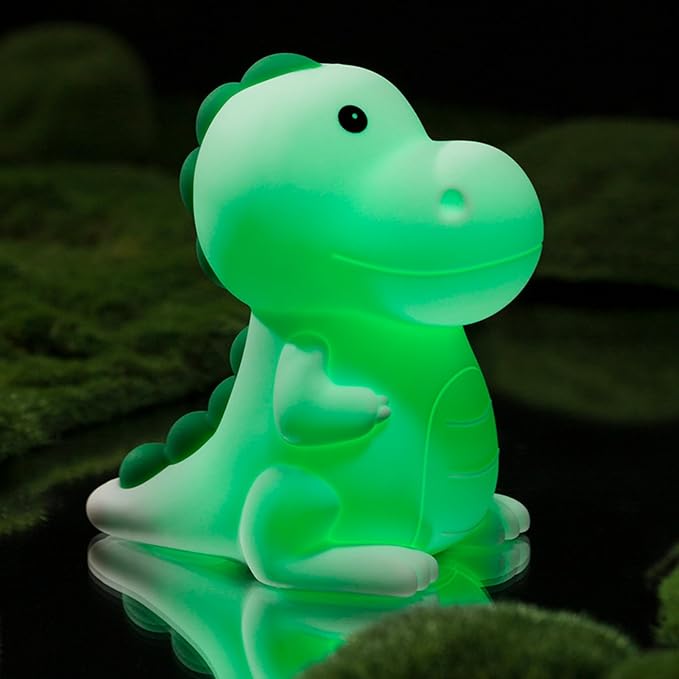Night Light for Kids, Dinosaur Nightlight Kids Lamps for Bedrooms Boys, Cute Lights Dinosaur Gifts, Squishy Animal Lamp Rechargeable Baby Dino Night Light Silicone - Bloomnest