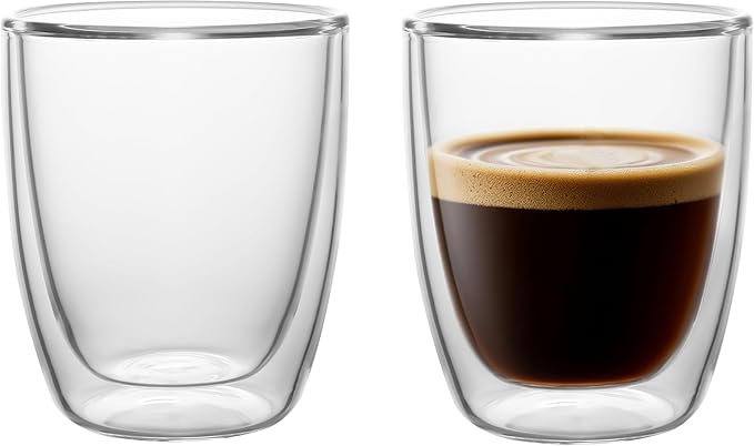 NIRA.Z 2 Pack12oz Double Wall Glass Coffee Mugs, No Hole Bottom, Insulated Borosilicate Glass Coffee Cups, Clear Mugs for Hot & Cold Beverages, Perfect for Espresso, Latte, Tea, Cappuccino - Bloomnest