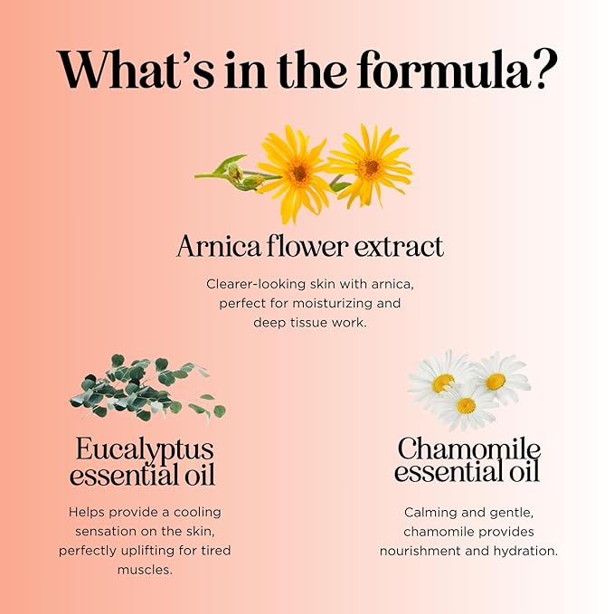 Arnica Massage Oil for Muscle Relaxing - Comforting Sore Muscle Massage Oil for Full Body Relief with Soothing Chamomile Lavender Peppermint & Rosemary Essential Oils - Vegan & Non GMO (8 Fl Oz) - Bloomnest