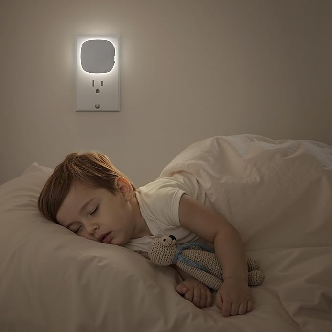 AUVON Plug-in LED Backlit Night Light with Motion Sensor & Dusk to Dawn Sensor, Dimmable Cool White Nightlight with 1-50 lm Adjustable Brightness for Bedroom, Bathroom, Stairs, Hallway (4 Pack) - Bloomnest