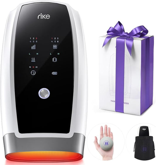 RIKE Hand Massager, 6 Modes 6 Intensities Hand Massager with Heat and Compression Arthritis and Carpal Tunnel, Birthday Gifts for Women Men (White) - Bloomnest
