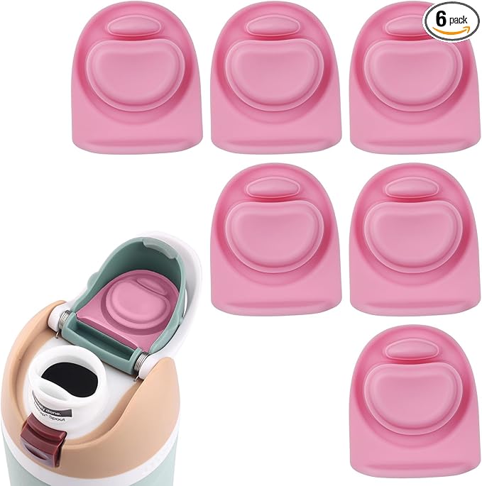 Joshey 6 Pack Rubber Seal Replacement Stopper, Compatible with Owala Freesip 24oz 32oz Water Bottle Spout Cap-Silicone Gasket Replacement Parts (Pink) Joshey